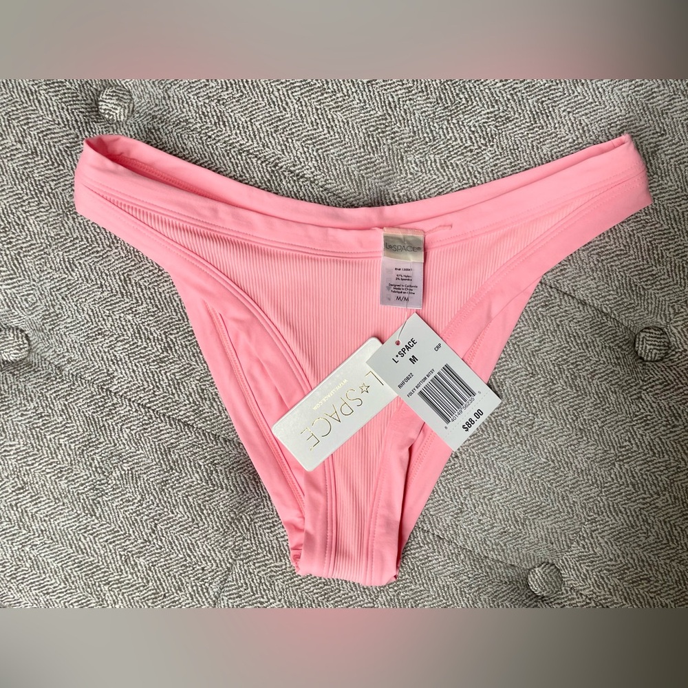 L*Space Blush Ribbed Bikini Bottom NWT